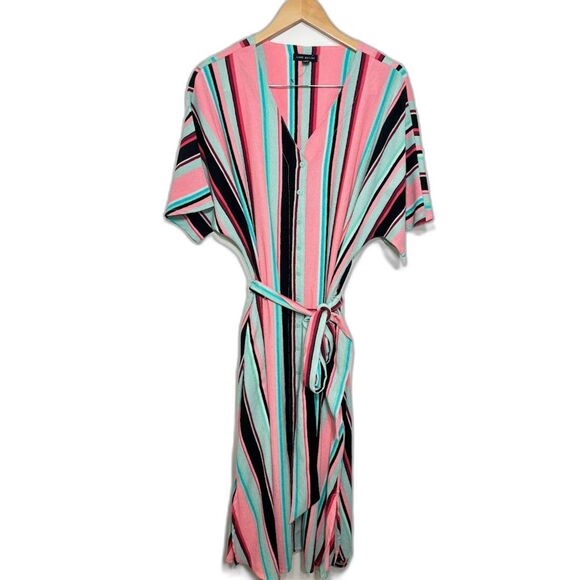 Lane Bryant Perfect Dolman Sleeve V Neck Button Up Stripe Dress Size 18/20 NWOT - Picture 2 of 4